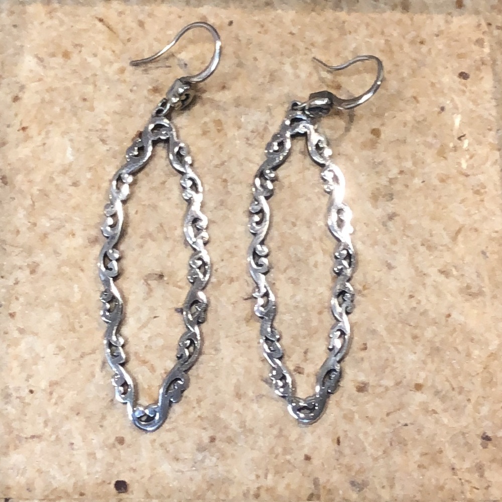 SOLD   LOIS HILL Sterling Silver Long Oval Cut Out Drop Dangle Earrings - Picture 4 of 15